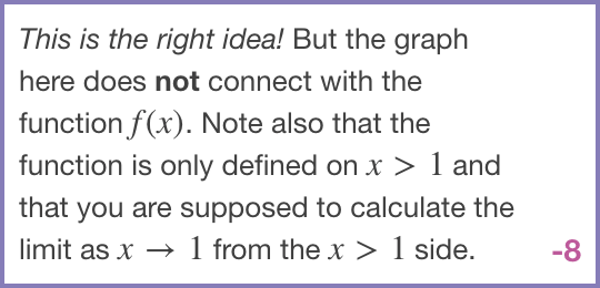 Comment with feedback including a mathematical equation