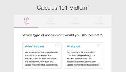 Choosing an assessment type while setting up a Crowdmark assessment